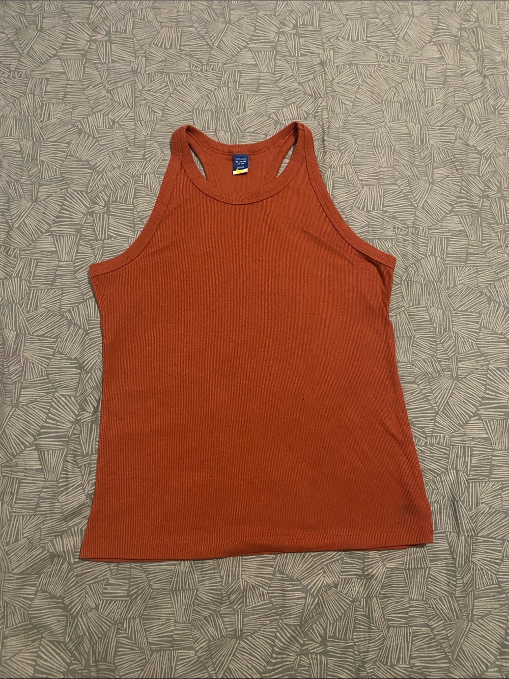 Rust Orange Ribbed Racerback Tank Top